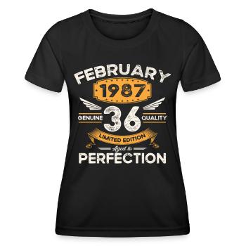 Né en 1987 Vintage 36ème anniversaire rétro - T-shirt sport Femme - noir - Devant - AI Model Female 172 light (172cm)