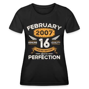 Né en 2007 Vintage 16ème anniversaire rétro - T-shirt sport Femme - noir - Devant - AI Model Female 172 light (172cm)