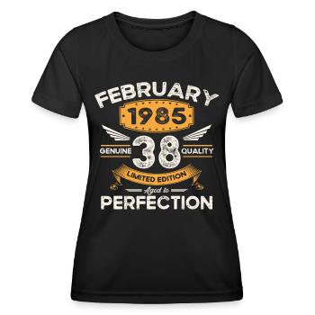 Né 1985 Vintage 38ème anniversaire rétro - T-shirt sport Femme - noir - Devant - AI Model Female 172 light (172cm)