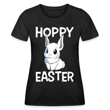 Hoppy Easter Süßer Osterhase Ostern Eiersuche - Frauen Funktions-T-Shirt - Schwarz - Vorne - AI Model Female 172 light (172cm)