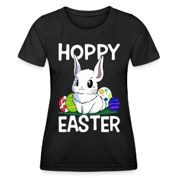 Hoppy Easter Süßer Osterhase Ostern Eiersuche - Frauen Funktions-T-Shirt - Schwarz - Vorne - AI Model Female 172 light (172cm)