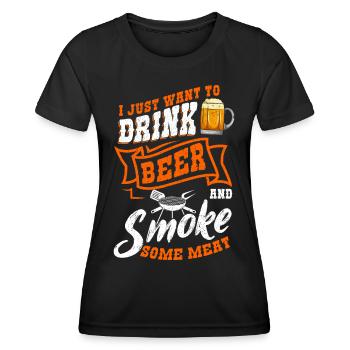 I Want To Drink Beer And Smoke Some Meat Grillen - Women's Functional T-Shirt - black - Front - AI Model Female 172 light (172cm)