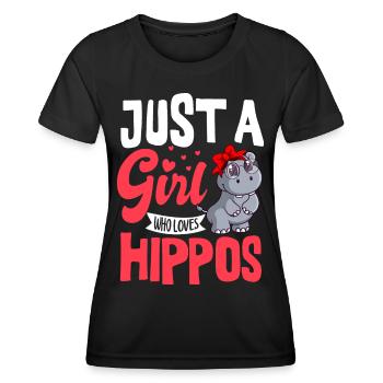Ein Mädchen Das Flusspferde Liebt Hippopotamus - Frauen Funktions-T-Shirt - Schwarz - Vorne - AI Model Female 172 light (172cm)