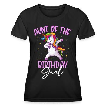 Tante Des Geburtstagskindes Dabbing Einhorn - Frauen Funktions-T-Shirt - Schwarz - Vorne - AI Model Female 172 light (172cm)