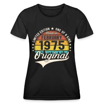 Original February Year 1975 48th birthday Man - Women's Functional T-Shirt - black - Front - AI Model Female 172 light (172cm)