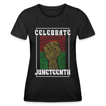 Feiert Den Juneteenth 1865 African American Black - Frauen Funktions-T-Shirt - Schwarz - Vorne - AI Model Female 172 light (172cm)