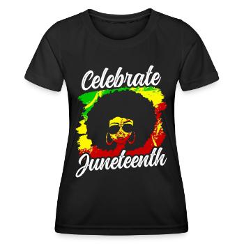 Feiert Den Juneteenth Black 1865 African American - Frauen Funktions-T-Shirt - Schwarz - Vorne - AI Model Female 172 light (172cm)