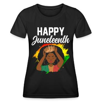 Fröhlicher Juneteenth African American Black 1865 - Frauen Funktions-T-Shirt - Schwarz - Vorne - AI Model Female 172 light (172cm)