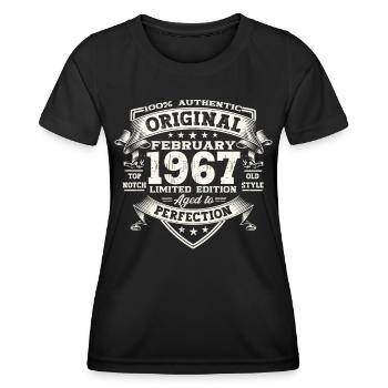 Original February Year 1967 56th birthday Man - Women's Functional T-Shirt - black - Front - AI Model Female 172 light (172cm)