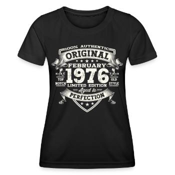 Original Februar Jahrgang 1976 47. Geburtstag Mann - Frauen Funktions-T-Shirt - Schwarz - Vorne - AI Model Female 172 light (172cm)