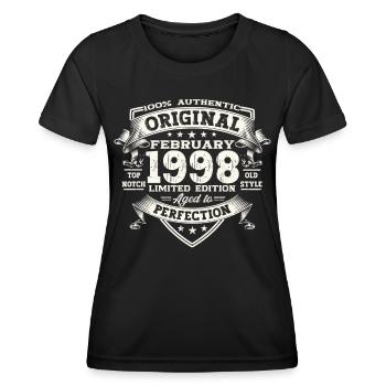 Original February Year 1998 25th birthday Man - Women's Functional T-Shirt - black - Front - AI Model Female 172 light (172cm)