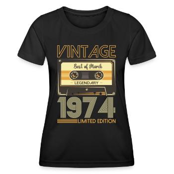 49 Birthday Man March Born 1974 Cassette - Women's Functional T-Shirt - black - Front - AI Model Female 172 light (172cm)