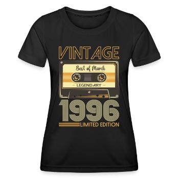 27 Birthday Man March Born 1996 Cassette - Women's Functional T-Shirt - black - Front - AI Model Female 172 light (172cm)