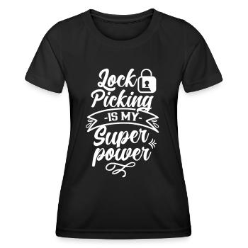 Lock Picking Ist Meine Superkraft Knacken Schloss - Frauen Funktions-T-Shirt - Schwarz - Vorne - AI Model Female 172 light (172cm)