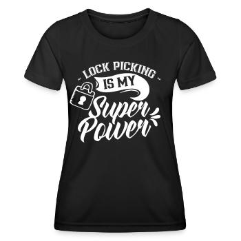 Lock Picking Ist Meine Superkraft Schloss Knacken - Frauen Funktions-T-Shirt - Schwarz - Vorne - AI Model Female 172 light (172cm)
