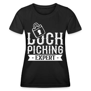 Lockpicking Experte Lock Picking Schloss Knacken - Frauen Funktions-T-Shirt - Schwarz - Vorne - AI Model Female 172 light (172cm)