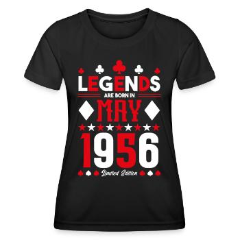 cadeau d'anniversaire Mai 1956. jeux de carte .May - T-shirt sport Femme - noir - Devant - AI Model Female 172 light (172cm)