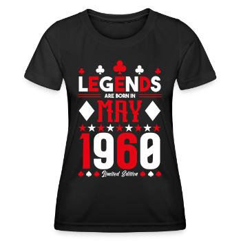 cadeau d'anniversaire Mai 1959. jeux de carte .May - T-shirt sport Femme - noir - Devant - AI Model Female 172 light (172cm)