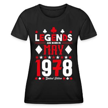 cadeau d'anniversaire Mai 1978. jeux de carte .May - T-shirt sport Femme - noir - Devant - AI Model Female 172 light (172cm)