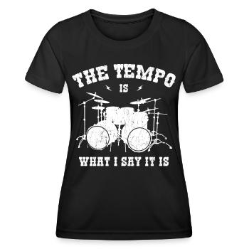 Le tempo de la batterie, c’est ce que je dis, c’est un batteur stupide - T-shirt sport Femme - noir - Devant - AI Model Female 172 light (172cm)
