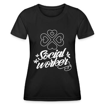 Profession de travailleur social Travail social Travailleur social - T-shirt sport Femme - noir - Devant - AI Model Female 172 light (172cm)