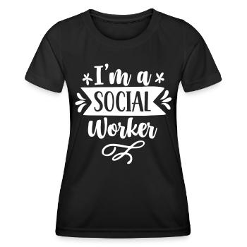 Je suis un travailleur social qui forme un travailleur social - T-shirt sport Femme - noir - Devant - AI Model Female 172 light (172cm)