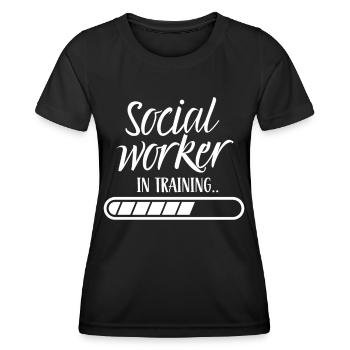 Travailleur social en formation Travailleur social - T-shirt sport Femme - noir - Devant - AI Model Female 172 light (172cm)