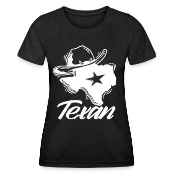 Texaner Sprüche Texanisch Texas Stolz - Frauen Funktions-T-Shirt - Schwarz - Vorne - AI Model Female 172 light (172cm)