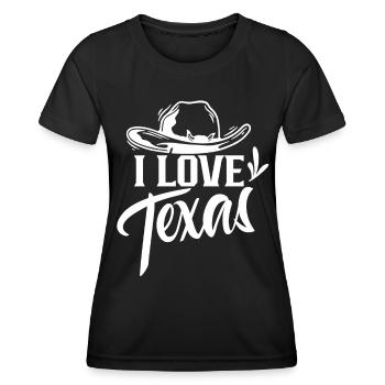 J’aime le Texas Fier Texan Dictons Texan - T-shirt sport Femme - noir - Devant - AI Model Female 172 light (172cm)