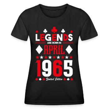 cadeau d'anniversaire avril 1965. jeux de carte. - T-shirt sport Femme - noir - Devant - AI Model Female 172 light (172cm)
