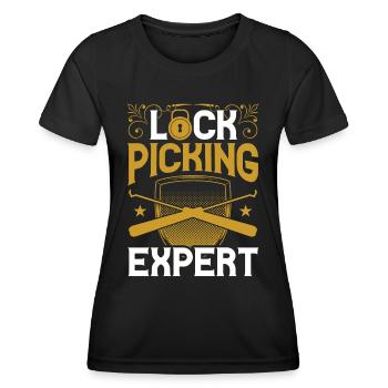 Lockpicking Experte Schloss Lock Picking Knacken - Frauen Funktions-T-Shirt - Schwarz - Vorne - AI Model Female 172 light (172cm)