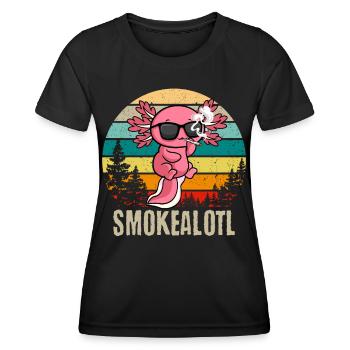 Vintage Sea Salamander Smokealotl Axolotl Weed - Women's Functional T-Shirt - black - Front - AI Model Female 172 light (172cm)