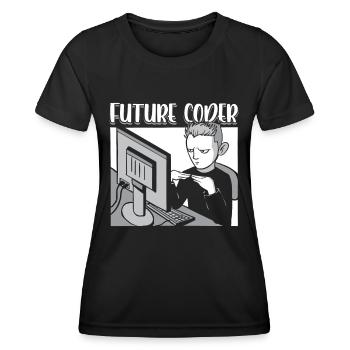 Futur Codeur Étudiant en informatique Programmeur Codage - T-shirt sport Femme - noir - Devant - AI Model Female 172 light (172cm)