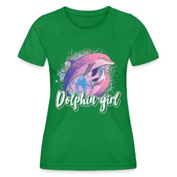 Dolphin Girl Lovers Dolphins Dolphins Dolphins - Women's Functional T-Shirt - kelly green - Front - AI Model Female 172 dark (172cm)