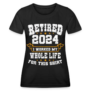 Retired 2024 Pensioner Pension Pensioner - Women's Functional T-Shirt - black - Front - AI Model Female 172 light (172cm)