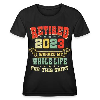 Retraité 2023 Pension de retraite Pensionné pensionné - T-shirt sport Femme - noir - Devant - AI Model Female 172 light (172cm)