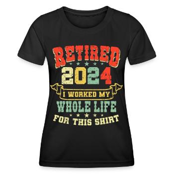 Retired 2024 Pensioner Pension Pensioner - Women's Functional T-Shirt - black - Front - AI Model Female 172 light (172cm)