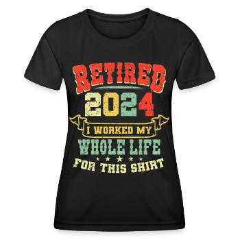 Retired 2024 Pensioner Pension Pensioner - Women's Functional T-Shirt - black - Front - AI Model Female 172 light (172cm)