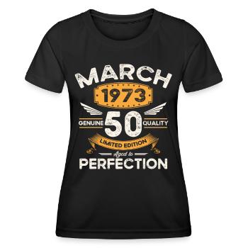 50th birthday man woman March born 1973 Legend - Women's Functional T-Shirt - black - Front - AI Model Female 172 light (172cm)