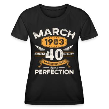 40th birthday man woman March born 1983 Legend - Women's Functional T-Shirt - black - Front - AI Model Female 172 light (172cm)