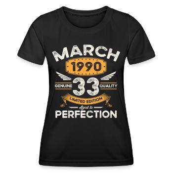 33rd birthday man woman March born 1990 Legend - Women's Functional T-Shirt - black - Front - AI Model Female 172 light (172cm)