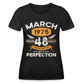 48th birthday man woman March born 1975 Legend - Women's Functional T-Shirt - black - Front - AI Model Female 172 light (172cm)