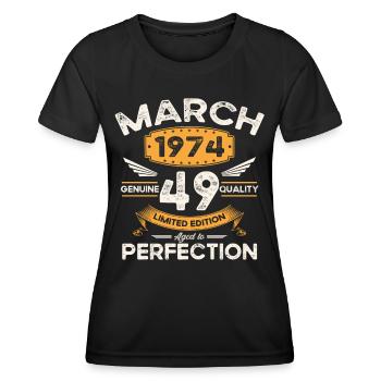 49th birthday man woman March born 1974 Legend - Women's Functional T-Shirt - black - Front - AI Model Female 172 light (172cm)