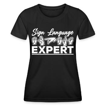 Gebärdensprache Experte Gestik Gebärden Awareness - Frauen Funktions-T-Shirt - Schwarz - Vorne - AI Model Female 172 light (172cm)