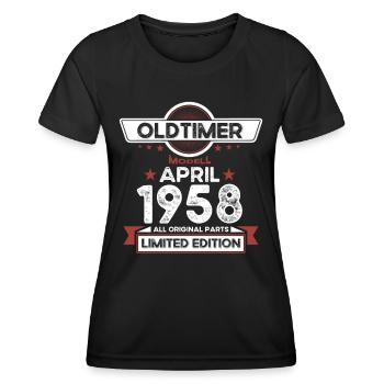 65. Geburtstag Mann Oldtimer April Jahrgang 1958 - Frauen Funktions-T-Shirt - Schwarz - Vorne - AI Model Female 172 light (172cm)