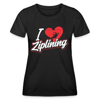 Ich Liebe Ziplining Sport Seilrutsche Zipline - Frauen Funktions-T-Shirt - Schwarz - Vorne - AI Model Female 172 light (172cm)