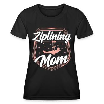 Ziplining Mama Sprüche Zipline Seilrutsche Sport - Frauen Funktions-T-Shirt - Schwarz - Vorne - AI Model Female 172 light (172cm)