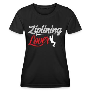 Zipline Liebhaber Seilrutsche Ziplining Sport - Frauen Funktions-T-Shirt - Schwarz - Vorne - AI Model Female 172 light (172cm)