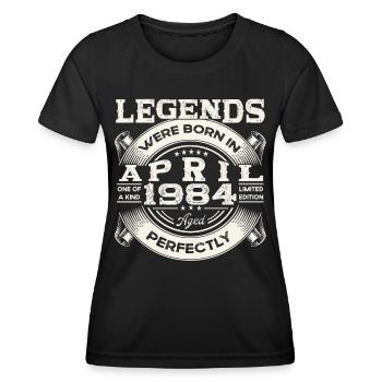 39e anniversaire homme April Né 1984 Oldtimer - T-shirt sport Femme - noir - Devant - AI Model Female 172 light (172cm)