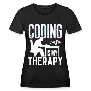 Programmieren Ist Meine Therapie Code Coder Coding - Frauen Funktions-T-Shirt - Schwarz - Vorne - AI Model Female 172 light (172cm)